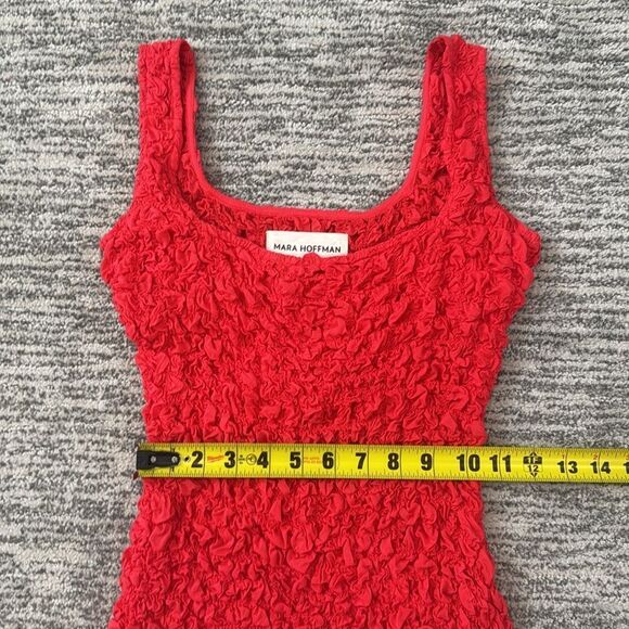New Mara Hoffman Sloan Popcorn Midi Dress Red XS - Picture 8 of 15